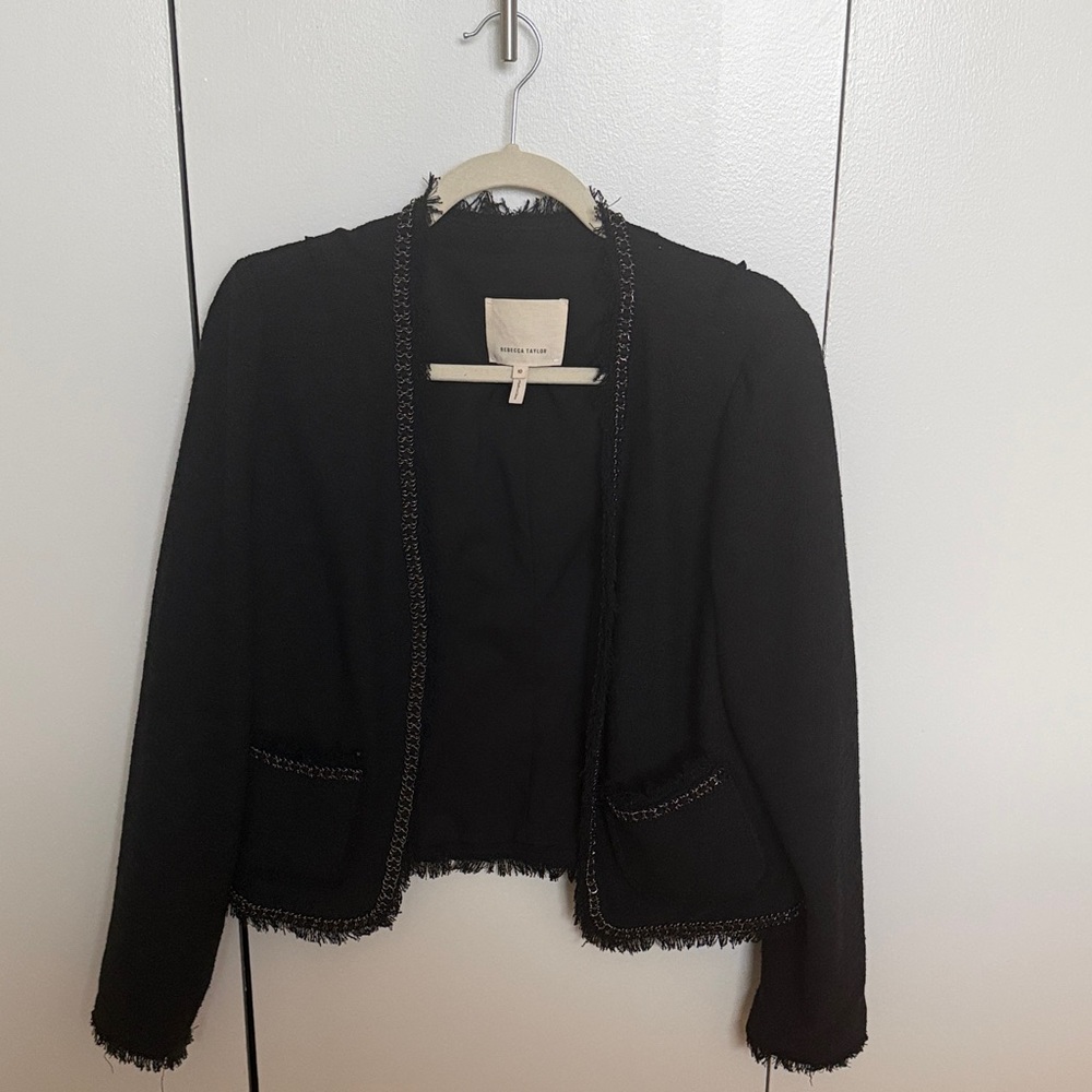 Rebecca Taylor Black Fringed Blazer
